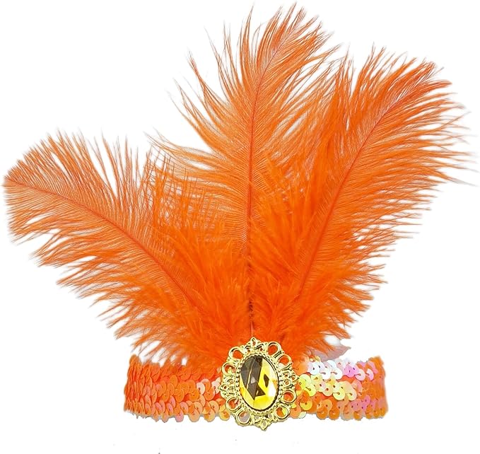 Feather Headpiece Sequins Headbands 1920s Flapper Showgirl Headpieces for Women Girls Carnival Party Accessories