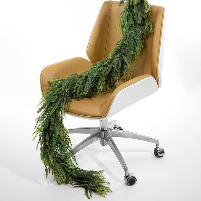 Christmas Norfolk Pine Garland, 6FT Soft-Touch Artificial Pine, Realistic Winter Garland for Mantle, Table, Fireplace, Wall Xmas Decor