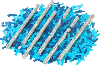 BATTIFE It's a Boy, 12Pack Gender Reveal Confetti Wands, Tissue Paper Confetti Flick Flutter Sticks for Baby Boy Born Shower Party Decorations Supplies, Shoot Poppers, 14inch Blue