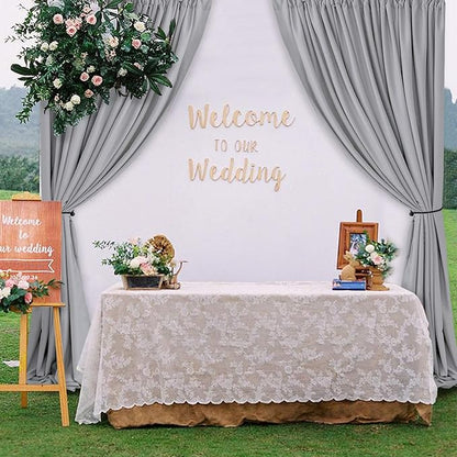 Hiasan Silver Grey Backdrop Curtains for Parties, Polyester Photography Backdrop Drapes for Family Gatherings, Wedding Decorations, 5ftx10ft, Set of 2 Panels