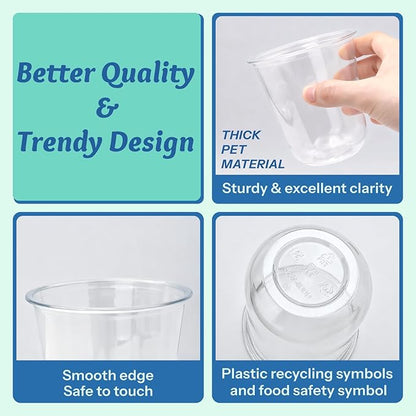 Homestockplus 12 oz Clear Plastic Cups 100 Pack - BPA-Free Stemless Disposable Wine Glasses, Open-Top Drink Cups for Iced Coffee, Wine, Cocktails, Halloween, Thanksgiving & Party Supplies