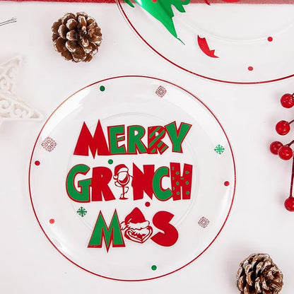 I00000 60Pcs Christmas Plastic Plates - Disposable Clear Plastic Plates Include 10.25'' Dinner Plate,7.5'' Dessert Plate for Christmas Party Supplies Wedding Birthday