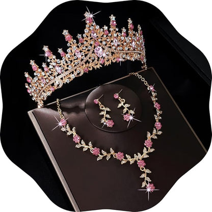 Kamirola Tiaras and Crowns for Women,Tiaras Earrings Necklace, Crystal Bridal Jewelry Set (TR48)