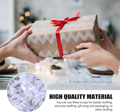 ZEBMOON 1 LB White Crinkle Cut Paper Shred Filler Great for Gift Wrapping, Basket Filling, Birthday, Wedding, Halloween, Thanksgiving, Christmas Day, New Year Party Decorations Filling Supplies