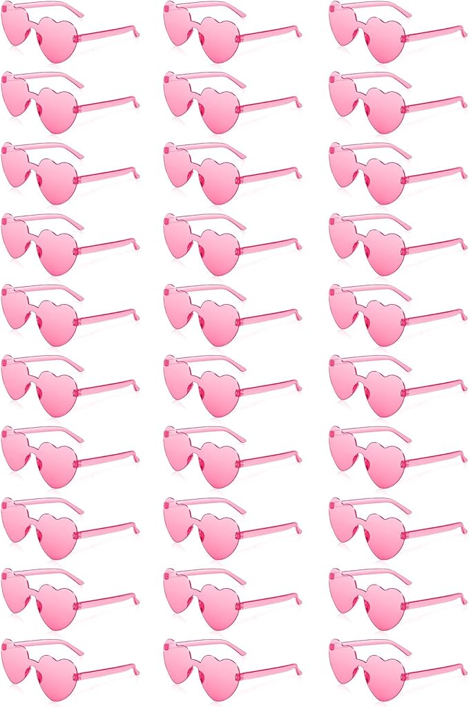 30 Pairs Heart Sunglasses for Women Bulk Transparent Pink Heart Shaped Sunglasses Bachelorette Party Glasses Fun Glasses for Party Favor to Add A Splash of Fun And Style