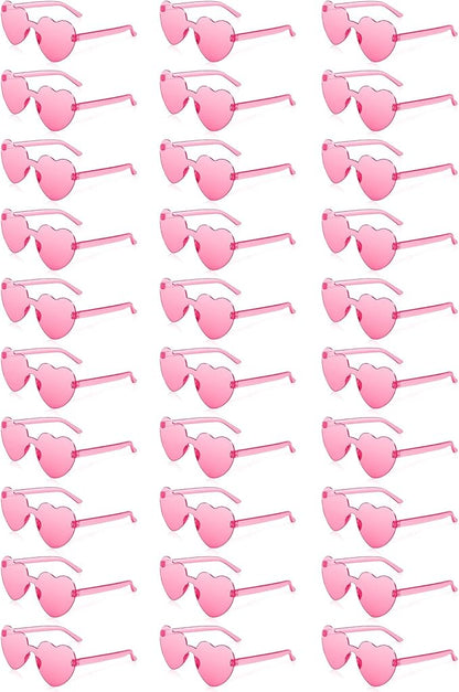 30 Pairs Heart Sunglasses for Women Bulk Transparent Pink Heart Shaped Sunglasses Bachelorette Party Glasses Fun Glasses for Party Favor to Add A Splash of Fun And Style