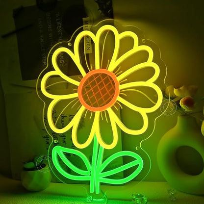SYLHOME Sunflower Led Neon Light Sign Bedroom Living Room Kids Room Classroom Wall Decor Sign Game Room Birthday Christmas Party 13.78" X 11.38" USB