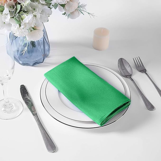 Cupuamon Cloth Napkins 20x20 inch Washable Polyester Dinner Napkins Soft Table Napkins for Wedding Party Dining Banquet(Emerald,50PCS)
