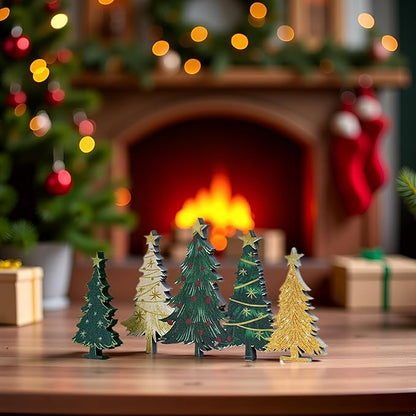 Smile 3 Pcs Wooden Blocks Christmas Decoration Trees Signs, Rustic Centerpieces Wooden Trees, Tiered Tray Decorations for Home Table Shelf Decor.
