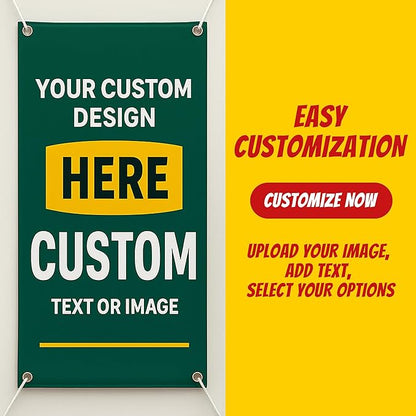 Custom Vinyl Banner with 150+ Sizes – Personalized Outdoor or Indoor Sign – Any Color & Design – Made in USA – Party, Business, Event Use