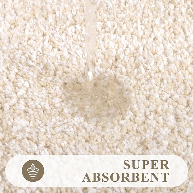 Pauwer Bathroom Rugs Sets 2 Piece, Non Slip Bath Mats for Bathroom, Absorbent Bath Rugs Floor Mat, Machine Washable Shower Rugs for Bath Floor, Tub and Shower, Light Beige