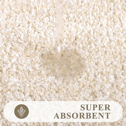 Pauwer Bathroom Rugs Sets 2 Piece, Non Slip Bath Mats for Bathroom, Absorbent Bath Rugs Floor Mat, Machine Washable Shower Rugs for Bath Floor, Tub and Shower, Light Beige