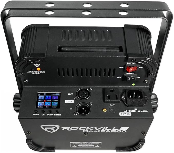 Rockville Best Pack 60 (6) Black 54W Battery Wash Lights, RGBWA+UV, Wireless DMX, Charging Case, Long-Life Battery, LCD Display, for DJs and Events