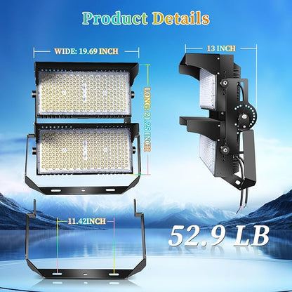 Juyace 117000lm Led Stadium Light Outdoor 900W Flood Lighting Super Bright Commercial Area IP65 Waterproof Arena for Sport Fields and Courts
