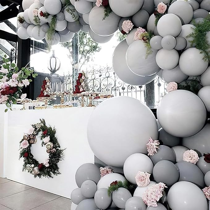 PartyWoo Gray Balloons 50 pcs 5 Inch Small Mini Matte Grey Latex Balloons for Baby Shower Gender Reveal Graduation Woodland Wedding Anniversary Elephant Birthday Party Decorations Gray-Y71