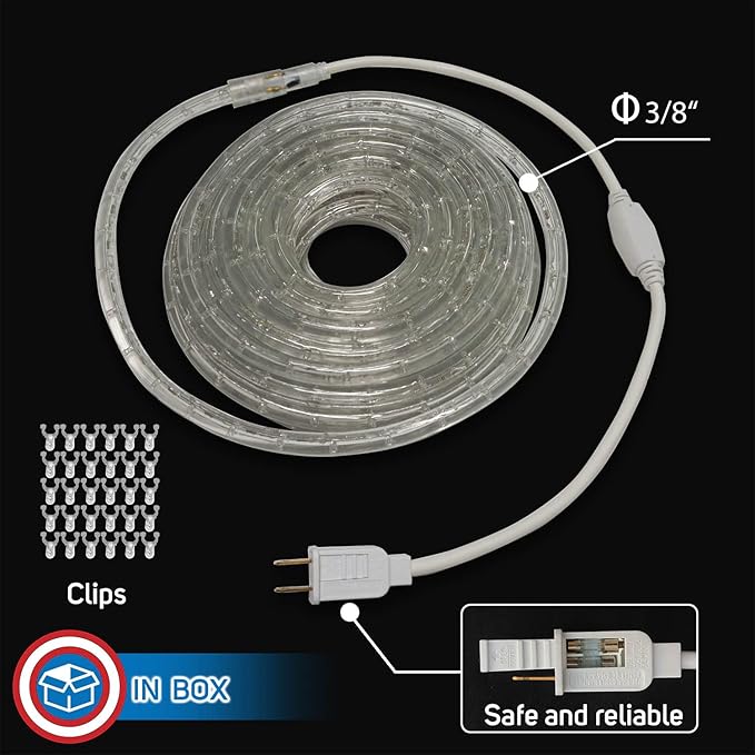 Russell Decor 50ft/15m Led Rope Lights Lamps Kit Indoor Outdoor Decorative Lighting for Party Wedding Valentine's Day Backyard Patio Deck Bright Flexible String Tube Lights Waterproof- Pink