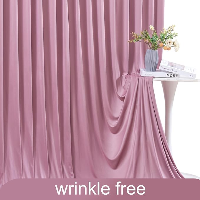4 Panels Dusty Pink Backdrop Curtain for Parties Wedding Wrinkle Free Pink Photo Curtains Backdrop Drapes Fabric Decoration for Birthday Party Baby Shower 20ft(W) x 10ft(H)