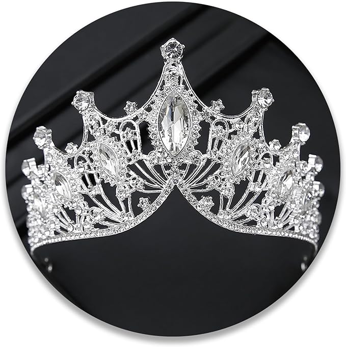 TAROSE Silver Tiaras for Women and Girls, Crystal Gold Crowns for Women, Hair Accessories for Bride/Halloween/Prom/Birthday