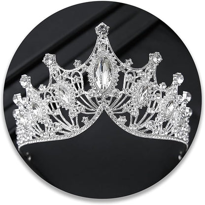 TAROSE Silver Tiaras for Women and Girls, Crystal Gold Crowns for Women, Hair Accessories for Bride/Halloween/Prom/Birthday