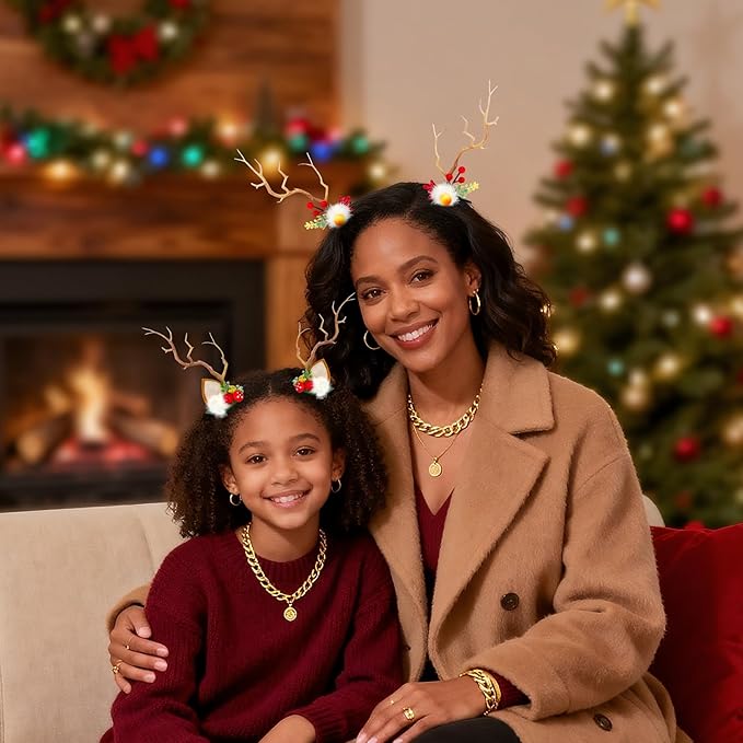 TOECWEGR Christmas Reindeer Antlers Headband Hair Clips Hair Hoop Girl Holiday Beauty Headdress