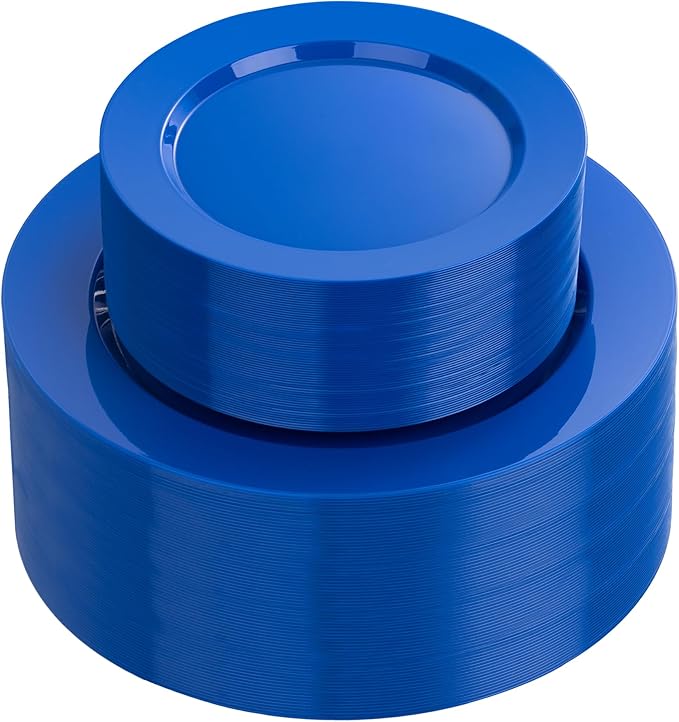 I00000 102 Pcs Hanukkah Plastic Plates, Hanukkah Plates Disposable Blue Party Plates Include 51 Blue Dinner Plate 10’’ and 51 Plastic Dessert Plate 7’’ Perfect for Hanukkah, Party
