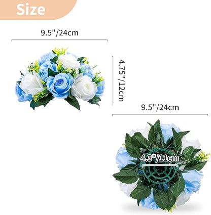 NUPTIO Flower Centerpieces for Wedding Tables: 6 Pcs Blue & White Artificial Flower Ball Arrangement for Weddings Party - Fake Floral Rose for Birthday Bridal Shower Decorations