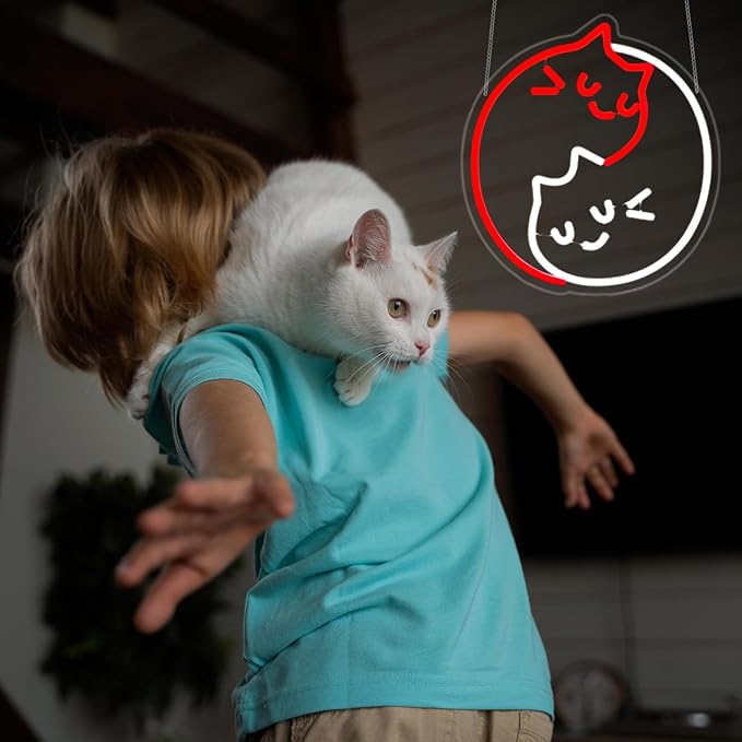 Neon Sign, JGHTURIE Cat Neon Signs for Wall Decor Animal Light Up Sign Cute Led Signs for Kids Game Living Room Bar Party Decor USB Powered