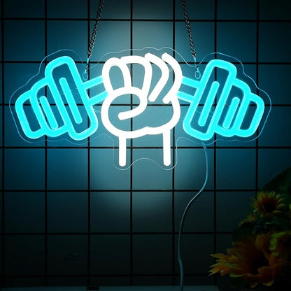 Dumbbell Neon Sign For Home Décor,Bedroom Decor,Led Sign,Room Neon Sign,Gym Decor,Sports Neon Sign,Men Women Wall Décor Gift Size 16''