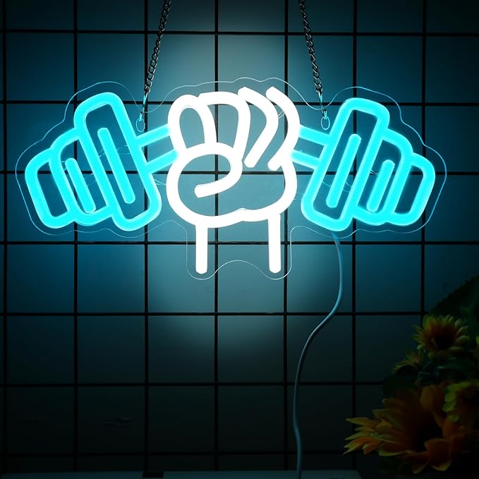 Dumbbell Neon Sign For Home Décor,Bedroom Decor,Led Sign,Room Neon Sign,Gym Decor,Sports Neon Sign,Men Women Wall Décor Gift Size 12''