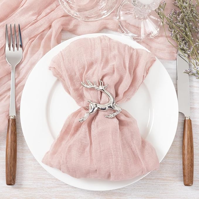 Socomi Pink Cheesecloth Napkins Fall Thanksgiving Cheese Cloths Gauze Set of 50 Boho Washable Dinner Table Napkins for Wedding Party Baby Shower Birthday Party Decor