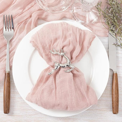 Socomi Pink Cheesecloth Napkins Fall Thanksgiving Cheese Cloths Gauze Set of 10 Boho Washable Dinner Table Napkins for Wedding Party Baby Shower Birthday Party Decor