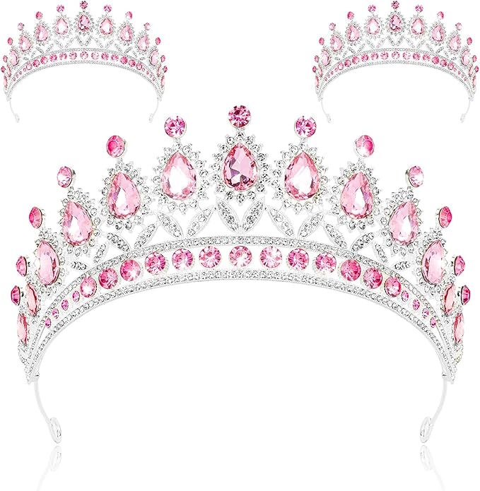 3 Pack Crystal Tiara and Princess Crown,Bridal Wedding Queen Headbands Prom Pageant Birthday Party Hair Accessories