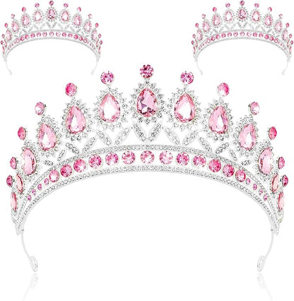 3 Pack Crystal Tiara and Princess Crown,Bridal Wedding Queen Headbands Prom Pageant Birthday Party Hair Accessories