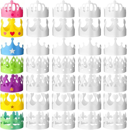 Thenshop 280 Pcs White Paper Crowns for Kids to Decorate Blank Birthday Party DIY Decoration Crowns for Kids Princess Queen(Classic Style)