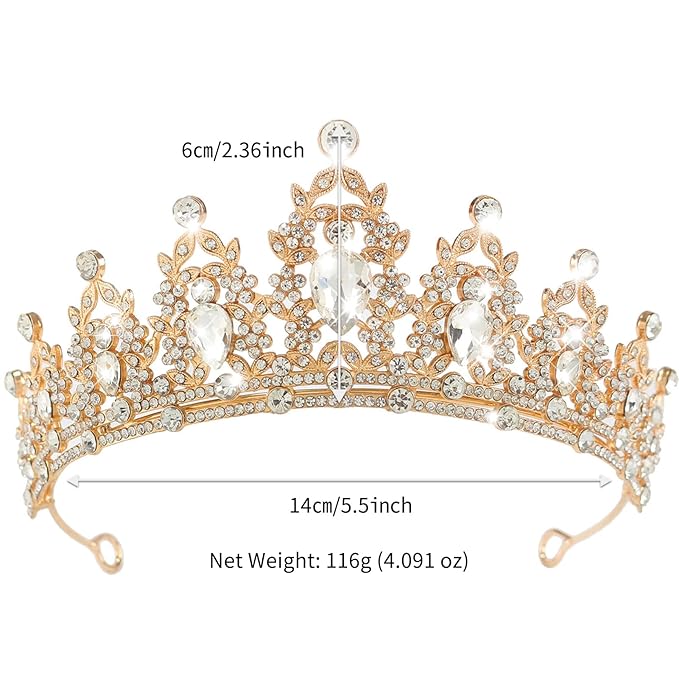 Crown, Wedding Tiara, White Crystal Crown, Wedding Tiara for Women, Rhinestone Headband, Women Girls Crowns Tiaras for Bridal Wedding Prom, Rhinestone Princess Tiaras for Bridal Headband Birthday Party Prom Cos-play Costume Christmas