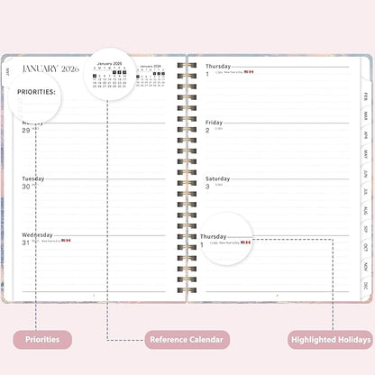 2026 Planner, Weekly and Monthly Calendar Agenda Book, Jan 2026 - Dec 2026, Hardcover Planning Academic Planner for Office School Supplies and Desk Accessories - A5 (6.3'' x 8.5'')