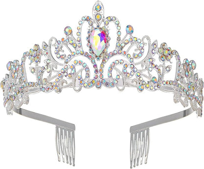 Sparkling Crystal Princess Tiaras for Women Girl Crown Queen Headband Fashion Headpiece for Wedding Birthday Bride Bridal Prom Party Hair Accessories Valentines Mothers Day Gifts