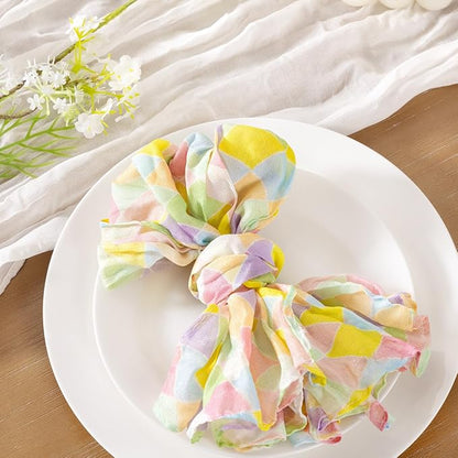Socomi Easter Cloth Napkins 10 Pack Diamond Cheesecloth 21"x21" Washable Dinner Rustic Linen Table Napkins for Wedding Party Baby Shower Decor