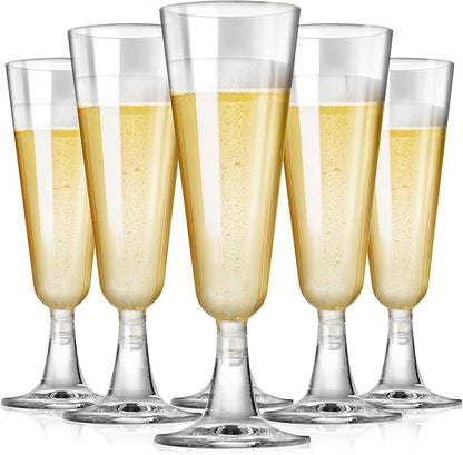 SUREHOME Plastic Champagne Flutes Disposable Champagne Glasses 20 Pack 5 Oz Clear Plastic Mimosa Glasses Acrylic Wedding Toasting Cups for New Years Eve Party Supplies 2026 Christmas Bar Cocktail Cups