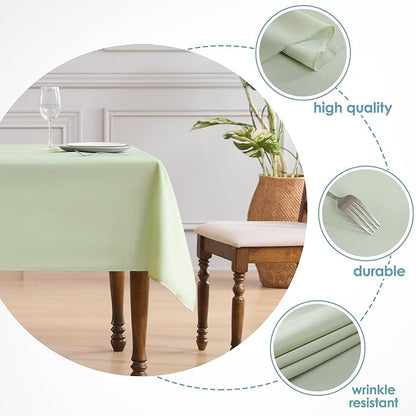 VidaFete 1 Pack Tablecloth 60 * 120inch Rectangle Table Cloth Polyester, Stain Wrinkle Resistant Polyester Dining Table Cover for Kitchen Dinning Party Wedding Tabletop Buffet Decoration(Sagegreen)