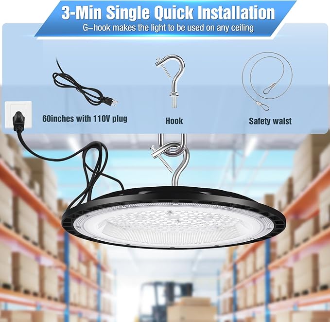 20 Pack 200W UFO Led High Bay Light Fixture,120VAC,30800LM,5000K Daylight Commercial Shop Bay Lighting,[850W MH/HPS Equiv.] US Plug Area Lighting for Warehouse/Barn/Gym/Factory/Workshop