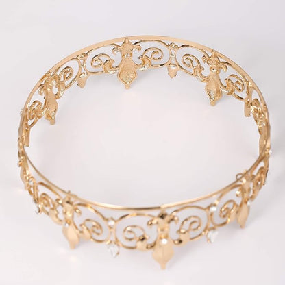 FORSEVEN Full Round King Crown- Metal Rhinestone Crowns and Tiaras for Women and Men Party Prom (HG340 Gold)