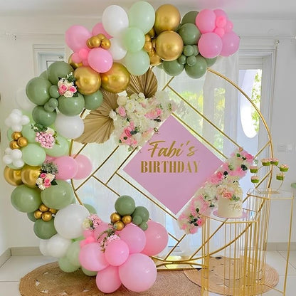 Pink and Green Balloons Sage Green Pink Metallic Gold Balloons Latex Balloon for Party Decorations Adult-oriented Parties as Weddings Celebrations Business Events and Family Gatherings.