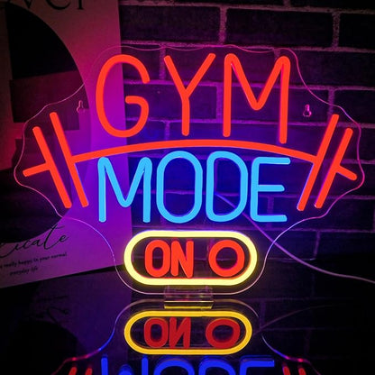 Lucunstar Gym Mode Neon Sign Red Neon Light for Wall Decor Sport LED Sign Dimmable Switch USB Powered with LED Lights for Bussness Man Cave Dumbbell Gym Club Decor