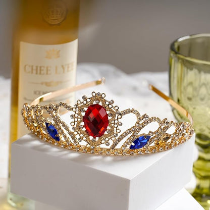 Princess Dress Up Accessories Tiara Crown Sparkle Gold Crown for Birthday Christmas Halloween Cosplay
