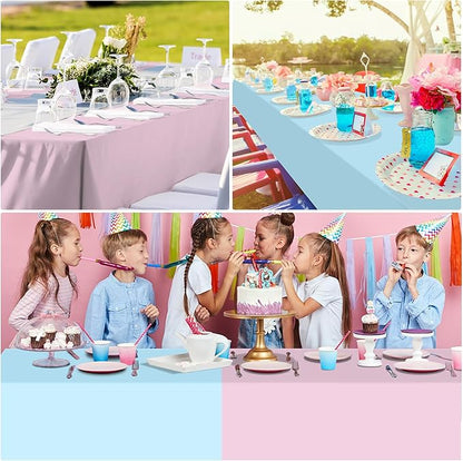 MASHAN 12Pack Gender Reveal Tablecloths, Disposable Plastic Pink and Blue Tablecloth, Rectangle Table Covers for Boy or Girl Baby Shower Party Decorations,54×108 Inch