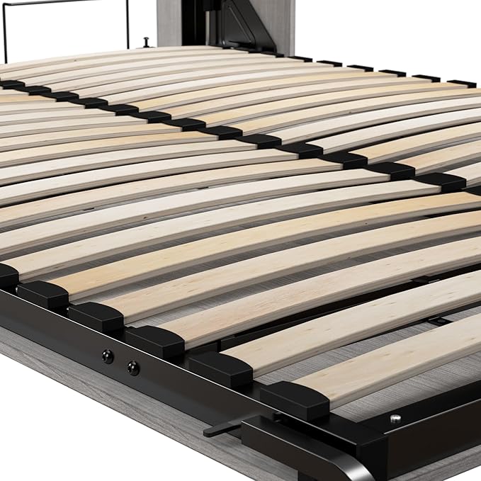 Bestar Claremont Full Murphy Bed with Closet Organizer (79W) in Platinum Gray, Sleeping Arrangement for Multipurpose Room