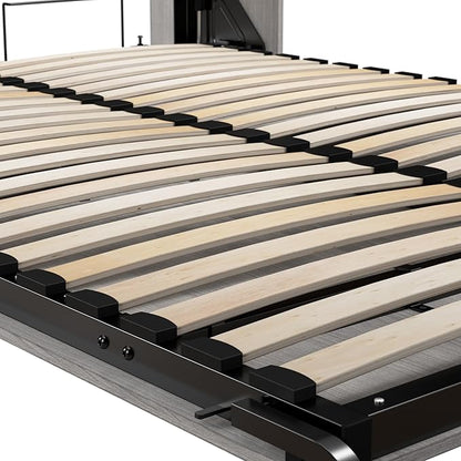 Bestar Claremont Full Murphy Bed with Closet Organizer (79W) in Platinum Gray, Sleeping Arrangement for Multipurpose Room