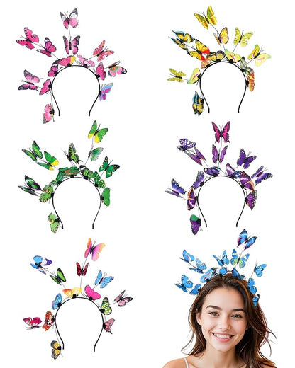 6Pack Butterfly Fascinator Headband Monarch Butterfly Crown Tea Party Nature-themed party Halloween costome Headpiece