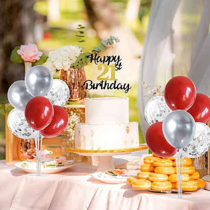 TONIFUL 4 Centerpieces Table Stand,Red Sliver Balloon Stand for Christmas,Birthday,Wedding,Anniversary, Graduation Decorations,Valentine's Day,New Year 2026